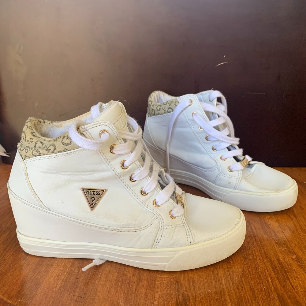 Guess - White Vegan Leather Wedge Runners